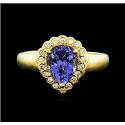 18KT Yellow Gold 1.70ct Tanzanite and Diamond Ring