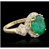 Image 2 : 14KT Yellow Gold 3.22ct Emerald and Diamond Ring