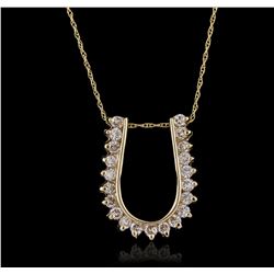 14KT Yellow Gold 0.30ctw Diamond Pendant With Chain