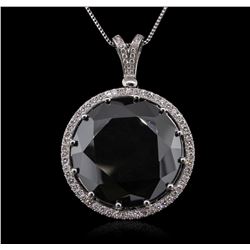 14KT White Gold 101.06ct Black and White Diamond Pendant With Chain