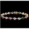 Image 1 : 14KT Yellow Gold 10.61ctw Multicolor Tourmaline Bracelet