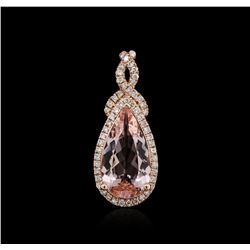 14KT Rose Gold 3.40ct Morganite and Diamond Pendant