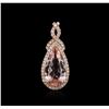 Image 1 : 14KT Rose Gold 3.40ct Morganite and Diamond Pendant