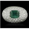 Image 1 : 14KT White Gold 4.64ct Emerald and Diamond Ring