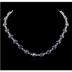 14KT White Gold 60.09ctw Sapphire and Diamond Necklace