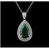 Image 1 : SILVER 35.25ct Green Beryl and White Sapphire Pendant With Chain