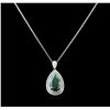 Image 2 : SILVER 35.25ct Green Beryl and White Sapphire Pendant With Chain