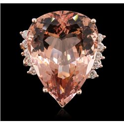 14KT Rose Gold 27.75ct GIA Certified Morganite and Diamond Ring