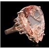 Image 2 : 14KT Rose Gold 27.75ct GIA Certified Morganite and Diamond Ring