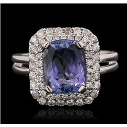 14KT White Gold 3.57ct Tanzanite and Diamond Ring