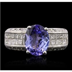 14KT White Gold 3.24ct Tanzanite and Diamond Ring