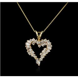 14KT Yellow Gold 1.00ctw Diamond Heart Pendant With Chain