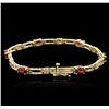 Image 2 : 14KT Yellow Gold 2.82ctw Ruby and Diamond Bracelet