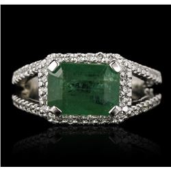 14KT White Gold 2.50ct Emerald and Diamond Ring