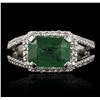 Image 1 : 14KT White Gold 2.50ct Emerald and Diamond Ring