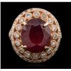 Image 1 : 14KT Rose Gold 5.47ct Ruby and Diamond Ring