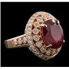 Image 2 : 14KT Rose Gold 5.47ct Ruby and Diamond Ring