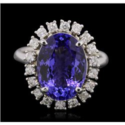 14KT White Gold 6.53ct Tanzanite and Diamond Ring