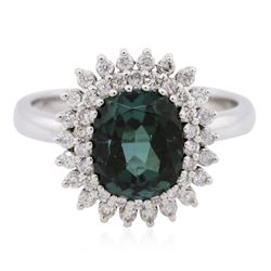 14KT White Gold 3.16ct Green Tourmaline and Diamond Ring