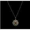 Image 1 : 14KT Yellow Gold 11.78ctw Ruby, Emerald and Diamond Pendant With Chain