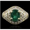 Image 1 : 14KT Yellow Gold 2.01ct Emerald and Diamond Ring