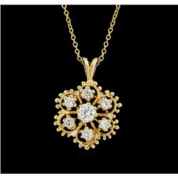 14KT Yellow Gold 0.45ctw Diamond Pendant With Chain