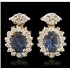 Image 1 : 14KT Yellow Gold 1.91ctw Sapphire and Diamond Earrings