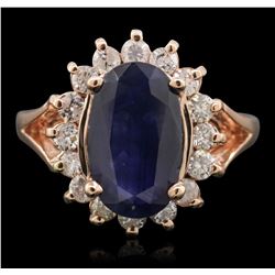 14KT Rose Gold 3.21ct Sapphire and Diamond Ring