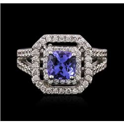 14KT White Gold 1.38ct Tanzanite and Diamond Ring