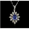 Image 1 : 14KT White Gold 2.73ct Tanzanite and Diamond Pendant With Chain