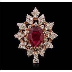 14KT Rose Gold 3.14ct Ruby and Diamond Ring