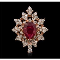 14KT Rose Gold 3.14ct Ruby and Diamond Ring