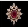 Image 1 : 14KT Rose Gold 3.14ct Ruby and Diamond Ring