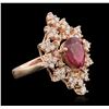 Image 2 : 14KT Rose Gold 3.14ct Ruby and Diamond Ring