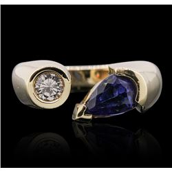 14KT Yellow Gold Tanzanite and Diamond Ring