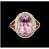 Image 1 : 14KT Rose Gold 7.76ct Kunzite and Diamond Ring