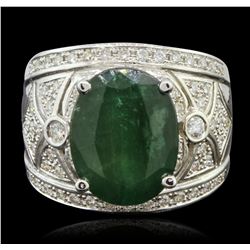 14KT White Gold 6.63ct Emerald and Diamond Ring