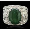 Image 1 : 14KT White Gold 6.63ct Emerald and Diamond Ring