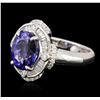 Image 2 : 18KT White Gold 3.62ct Tanzanite and Diamond Ring