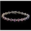 Image 1 : 11.72ctw Multicolor Sapphire and Diamond Bracelet - 18KT White Gold
