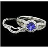 Image 3 : 14KT White Gold 0.73ct Tanzanite and Diamond Wedding Ring Set