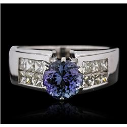 14KT White Gold 1.92ct Tanzanite and Diamond Ring