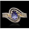 Image 1 : 14KT Yellow Gold 0.80ct Tanzanite and Diamond Ring