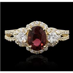 14KT Yellow Gold 1.42ct Rubellite and Diamond Ring