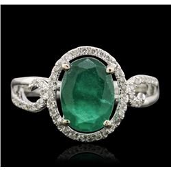 14KT White Gold 2.07ct Emerald and Diamond Ring