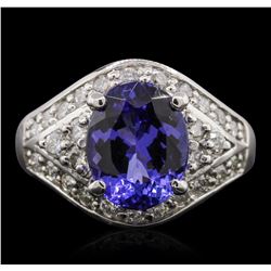 14KT White Gold 3.28ct Tanzanite and Diamond Ring