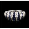 Image 1 : 14KT White Gold 1.43ctw Sapphire and Diamond Ring