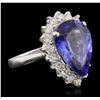 Image 2 : 14KT White Gold 6.51ct Tanzanite and Diamond Ring