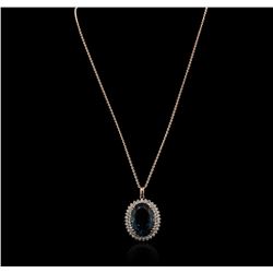 14KT Rose Gold 35.04ct Topaz and Diamond Pendant With Chain