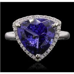 14KT Two-Tone Gold 6.18ct Tanzanite and Diamond Ring